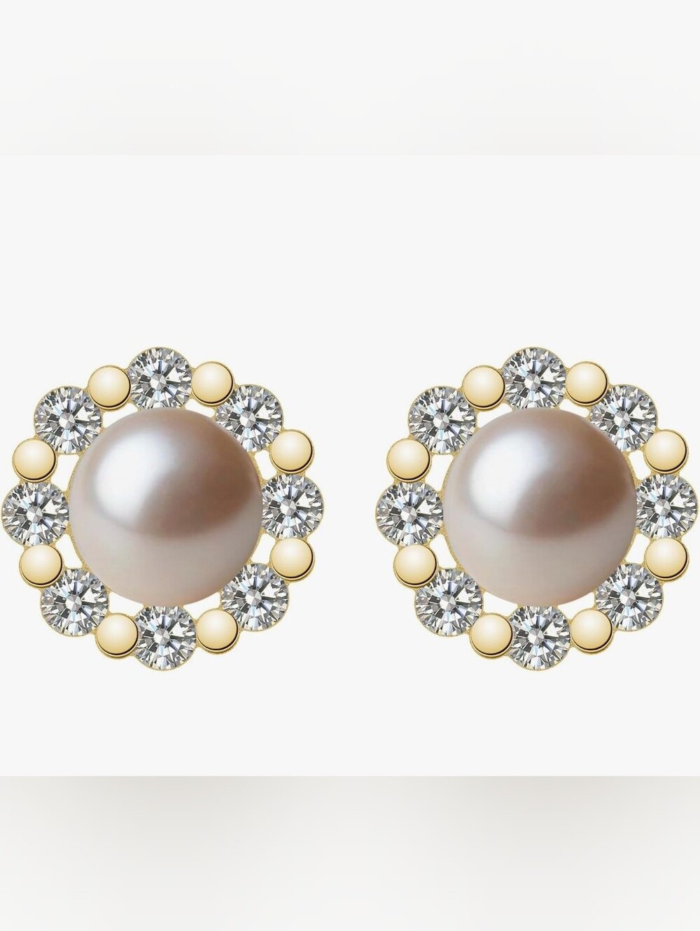Dainty CZ Pearl Halo Stud Earrings | S925 Sterling Silver